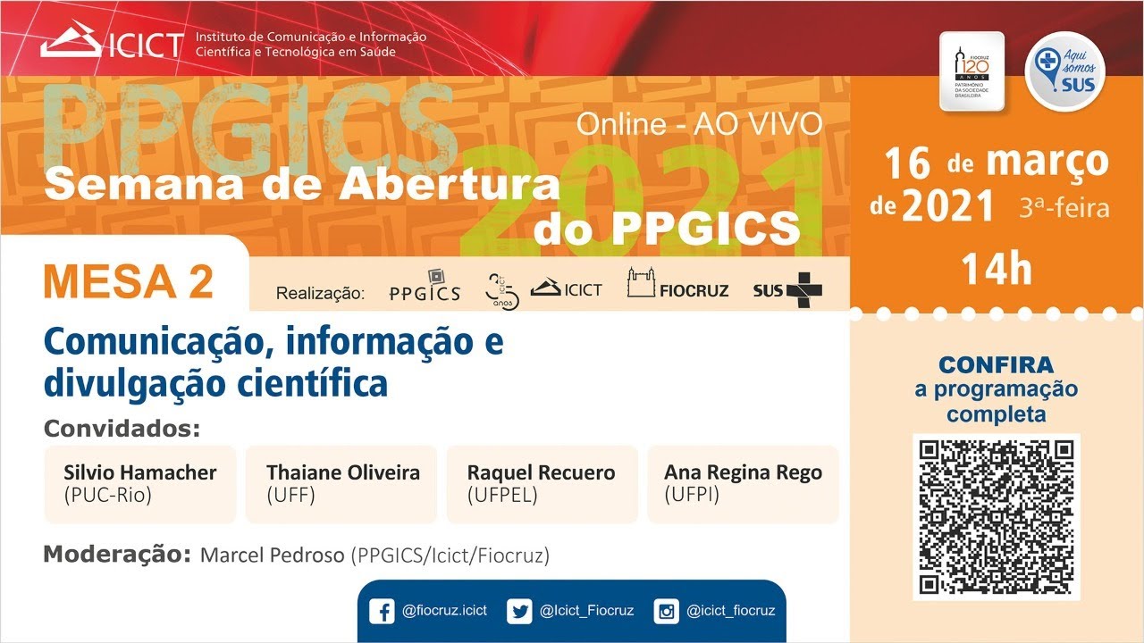 Participação na Semana de Abertura PPGICS/ICICT – Comunicação, informação e divulgação científica